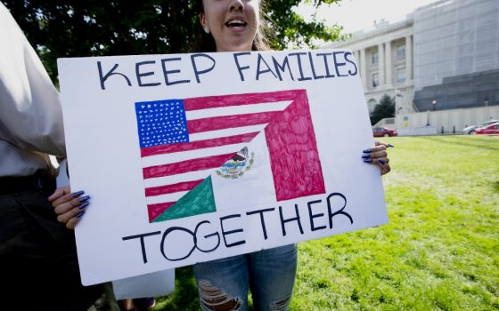 A participant at an immigration rally is seen near the U.S. Capitol in Washington Sept. 26, 2017. (CNS/Tyler Orsburn)