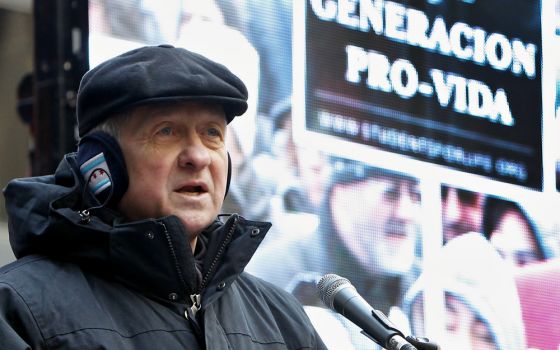 Cardinal Blase Cupich speaks during Chicago's March for Life Jan. 14. (CNS/Chicago Catholic/Karen Callaway)