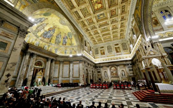 Pope Francis presides over an ecumenical prayer service Jan. 18 at Rome's Basilica of St. Paul Outside the Walls. The service marked the beginning of the Week of Prayer for Christian Unity. (CNS/Paul Haring)