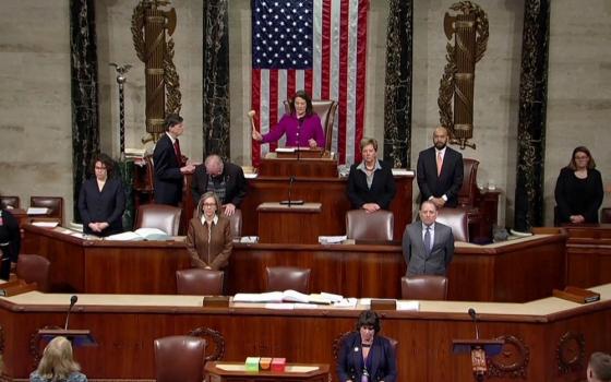 Rep. Diana DeGette, D-Colorado, pounds the gavel to open the session to discuss rules ahead a vote on two articles of impeachment against President Donald Trump on Capitol Hill in Washington Dec. 18. (CNS/House TV via Reuters)