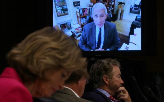 Dr. Anthony Fauci, director of the National Institute of Allergy and Infectious Diseases, speaks remotely during the Senate Committee for Health, Education, Labor and Pensions hearing in Washington May 12. (CNS/Pool via Reuters/Win McNamee)