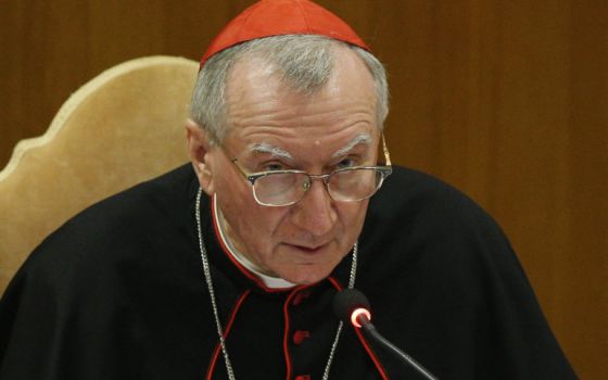 Cardinal Pietro Parolin, Vatican secretary of state, speaks at a conference at the Vatican Oct. 4. (CNS/Paul Haring)