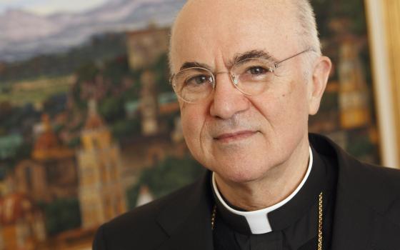 Italian Archbishop Carlo Maria Vigano, the apostolic nuncio to the United States, is pictured at his residence at the Vatican in this Oct. 20, 2011.  (CNS photo/Paul Haring)