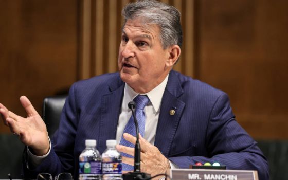 Sen. Joe Manchin, D-W.Va., speaks during a Senate Appropriations Committee hearing on Capitol Hill in Washington April 20, 2021. (CNS photo/Oliver Contreras, Pool via Reuters)