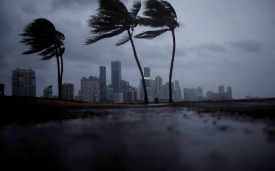 Miami's skyline is seen before the arrival of Hurricane Irma Sept. 9, 2017. (CNS photo/Carlos Barria, Reuters)