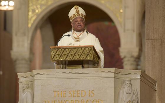 Washington Cardinal Wilton D. Gregory gives his homily during a Mass Nov. 11, 2022, at the Basilica of the National Shrine of the Immaculate Conception where Peter K. Kilpatrick was installed as the 16th president of The Catholic University of America in Washington.