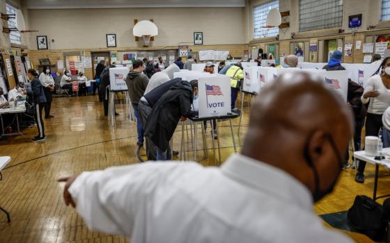 Michigan voters cast their ballots at Louis Pasteur Elementary School on midterm election day in Detroit Nov. 8. (CNS/Reuters/Evelyn Hockstein)