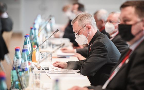 German Archbishop Stefan Hesse of Hamburg attends the third Synodal Assembly in Frankfurt Feb. 3, 2022. (CNS photo/Julia Steinbrecht, KNA)