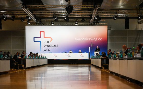 German Bishop Stephan Ackermann of Trier speaks during the third Synodal Assembly in Frankfurt Feb. 4, 2021. (CNS photo/Julia Steinbrecht, KNA)