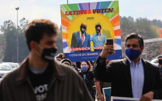 People in Lilburn, Ga., attend a Latino voter registration event Dec. 7, 2020. (CNS photo/Dustin Chambers, Reuters)