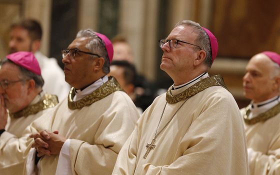 Auxiliary Bishop Robert Barron of Los Angeles, right, and other U.S. bishops concelebrate Mass at the Basilica of St. Mary Major while making their "ad limina" visits in Rome in this Jan. 30, 2020, file photo. (CNS/Paul Haring)