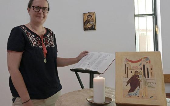 Sr. Kasia Kowalska, a member of Our Lady of Sion from Krakow, Poland, poses in the chapel of the Notre Dame de Sion convent in West Jerusalem on July 18.