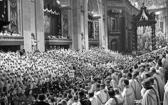 Pope John XXIII leads the opening session of the Second Vatican Council in St. Peter's Basilica Oct. 11, 1962. (CNS/L'Osservatore Romano)