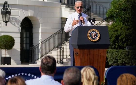 President Joe Biden speaks about the Inflation Reduction Act of 2022 during a ceremony on the South Lawn of the White House in Washington, Sept. 13, 2022. (AP Photo/Andrew Harnik)