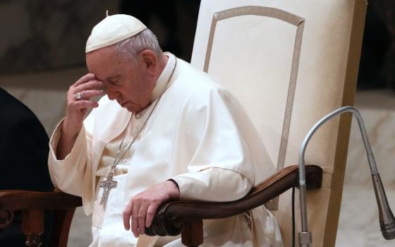 Pope Francis attends his weekly general audience in the Paul VI Hall at the Vatican, Dec. 14, 2022. (AP/Domenico Stinellis)