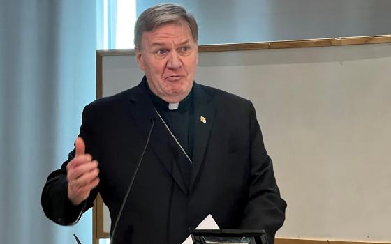 Cardinal Joseph Tobin, archbishop of Newark, New Jersey, presented "Pope Francis: Journey of Synodality" at Sacred Heart University In Fairfield, Connecticut, April 18. His talk was part of the Bergoglio Lecture Series. (NCR Photo/John Grosso)