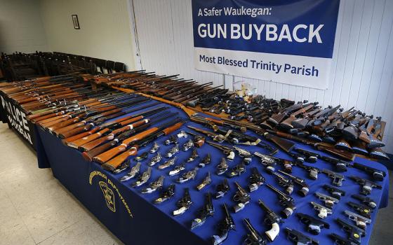 Most Blessed Trinity Parish in Waukegan, Illinois, collected 166 guns at a drive-thru gun buyback event on April 29. (Chicago Catholic/Karen Callaway)