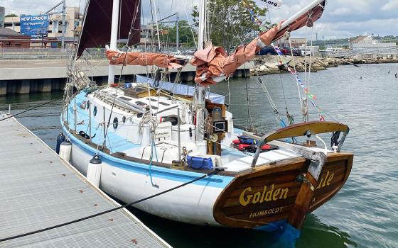 The Golden Rule docked at City Pier in New London, Connecticut, prior to a sail on June 9. (Michael Centore)