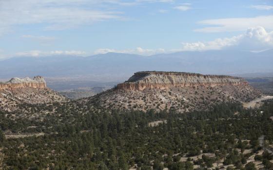 Rock formations and mountains are pictured near Los Alamos, N.M., Nov. 21, 2020.