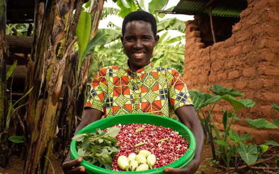 Francoise Mukakalisa, a farmer and mother of six children from Gikundamvura Cell, Bugesera District, Rwanda, joined One Acre Fund in 2019. (Courtesy of Conrad N. Hilton Foundation/One Acre Fund)