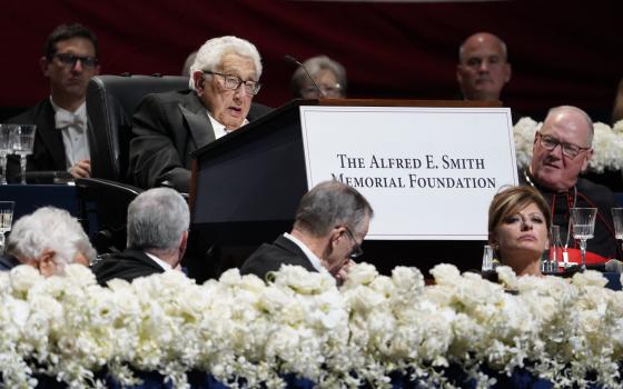 Former U.S. Secretary of State Henry Kissinger delivers the keynote address during the 78th annual Alfred E. Smith Memorial Foundation Dinner at the Park Avenue Armory Oct. 19 in New York City. (OSV News/Gregory A. Shemitz)