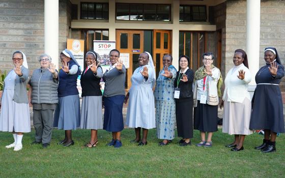 Attendees of the fourth Talitha Kum training course for leaders outside a conference hall at the Loreto Mary Ward Center in Nairobi, Kenya. This was the first ever international leadership training to be held in Africa since it started in 2018. The training workshop drew 22 attendees and five coordinators from around the world. (Wycliff Peter Oundo)