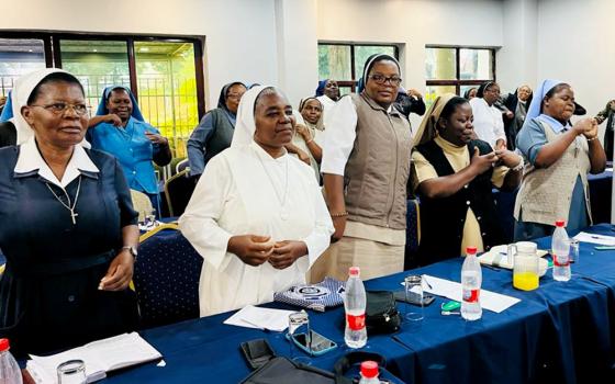 Religious sisters dance and exercise during an advocacy training in Lilongwe, Malawi’s capital city, Jan. 17. The training was organized by the All-Africa Conference Sister to Sister and the Africa Faith and Justice Network to help sisters acquire skills to advocate for people affected by the cyclone that hit Malawi and other southern African countries in March 2023. (Eneless Chimbali)