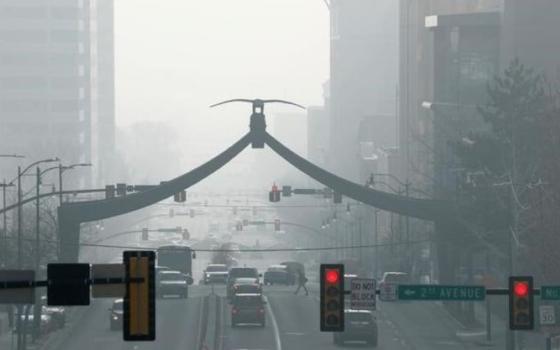 Smog is seen in downtown Salt Lake City, Utah, on Dec. 12, 2017. 