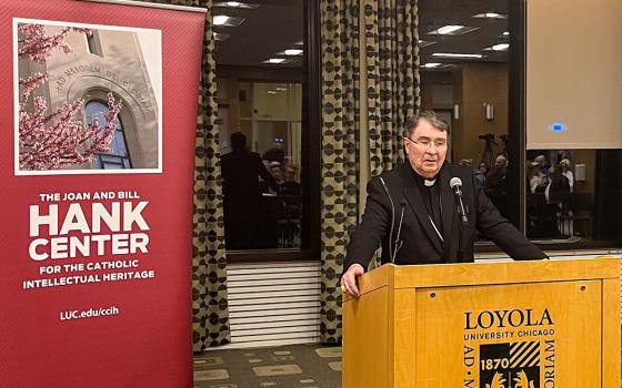 Cardinal Christophe Pierre, the U.S. papal nuncio, gives the Cardinal Bernardin lecture at Loyola University Chicago April 11. His talk was titled, "Pope Francis: Discernment and the Dialectic of Mercy." (Courtesy of Loyola University, Hank Center for the Catholic Intellectual Heritage)