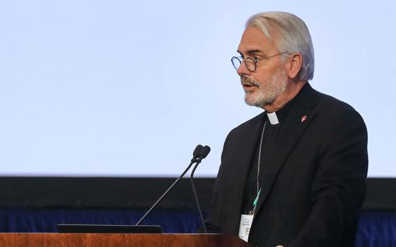 Oklahoma City Archbishop Paul Coakley speaks during a Nov. 14, 2023, session of the fall general assembly of the U.S. Conference of Catholic Bishops in Baltimore. (OSV News/Bob Roller)