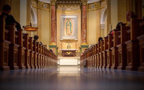 The Eucharist is displayed for veneration at the Shrine of Our Lady of Guadalupe in La Crosse, Wisconsin, while the Marian Route of the National Eucharistic Pilgrimage stopped at the shrine June 8, 2024. (OSV News/Courtesy Diocese of La Crosse) 