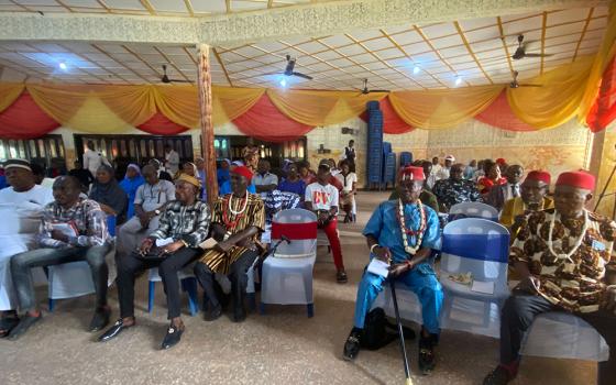 Traditional rulers attend the stakeholders' workshop on domestic servitude and early marriage organized by Africa Faith and Justice Network in collaboration with Dominicans for Justice and Peace Nigeria and Ghana, in Abakaliki, Ebonyi State, Nigeria in January 2024. (Teresa Anyabuike)