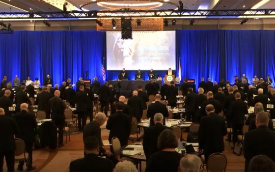 Bishops assemble in front of screen 