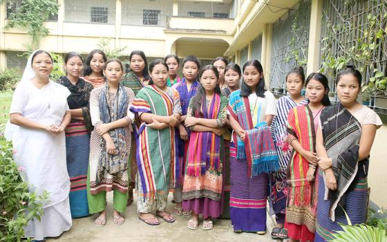 Sr. Elizabeth Tripura and students of the Shanti Rani Girls Hostel at Alikadam Upazila in the Bandarban district, one of three districts in Bangladesh's Chittagong Hill Tracts. (Stephan Uttom Rozario)