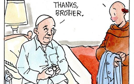 Francis, the comic strip: Francis shares his dreams with Brother Leo. 