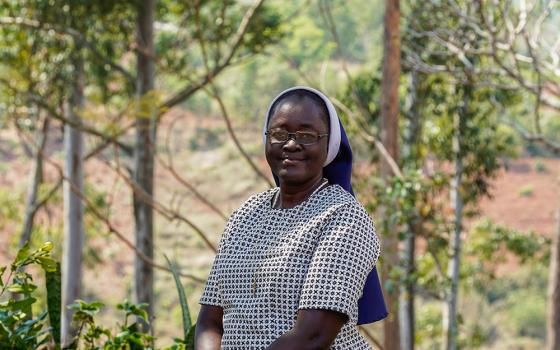 Sr. Monica Ichife stands in front of the community garden in Konzalendo, Malawi, on Sept. 26, 2023. (Courtesy of Monica Ichife)