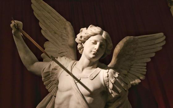 A statue of St. Michael the Archangel is seen at the Church of St. Michael in New York City in 2017. (OSV News/Gregory A. Shemitz)