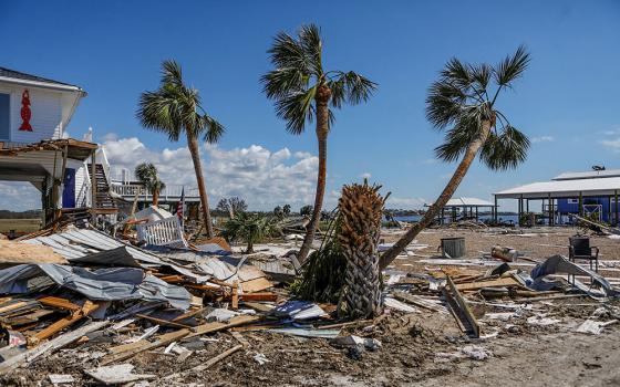 Debris is seen Sept. 29 where homes were destroyed after Hurricane Helene passed through the Florida Panhandle, severely impacting the community in Keaton Beach. (OSV News/Reuters/Octavio Jones)