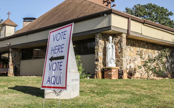 A voting sign is seen at St. Patrick Church polling station in Norcross, Georgia, on Election Day Nov. 3, 2020. (OSV News file/The Georgia Bulletin/Michael Alexander)