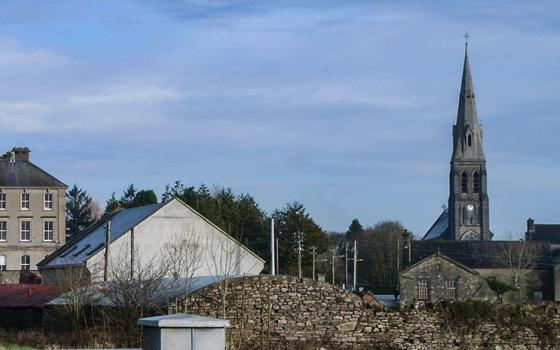 A view of Ballaghaderreen, County Roscommon, Ireland, in 2008 includes the Cathedral of the Annunciation of the Blessed Virgin Mary and St. Nathy. (Wikimedia Commons/Sean Cunniffe)