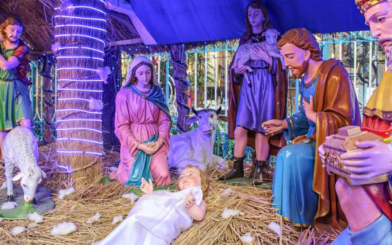 A Nativity scene is displayed in Kolkata, West Bengal, India, in December 2019. (Dreamstime/Subhamay Acharyya)