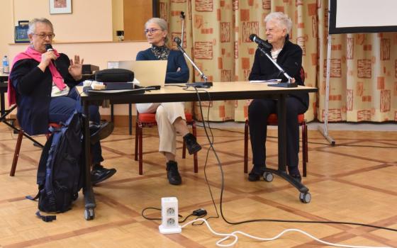 Members of the Congregation of Our Lady of Charity of the Good Shepherd and lay members reflect on ways to pursue their mission together. About 70 people, including religious women, priests and laypeople, met in Angers, France, earlier this spring to discuss their mission. (Elisabeth Auvillain)