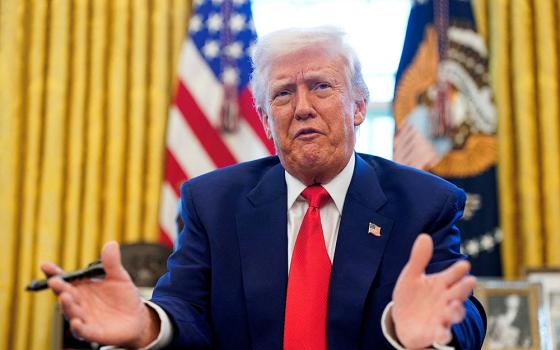 U.S. President Donald Trump speaks as he signs executive orders and proclamations in the Oval Office at the White House April 9, 2025, in Washington. (OSV News/Reuters/Nathan Howard)