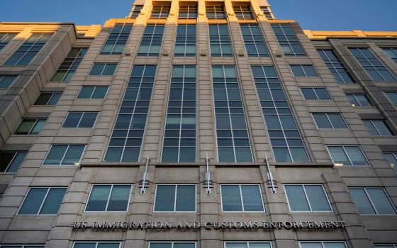 Sunlight hits the U.S. Immigration and Customs Enforcement building in Washington Jan. 18, 2025.