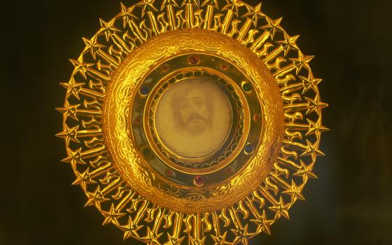 A picture of a face — believed to be Jesus — appeared on a eucharistic host in the village of Vilakkannur, India, in 2013. (Lismy Parayil)