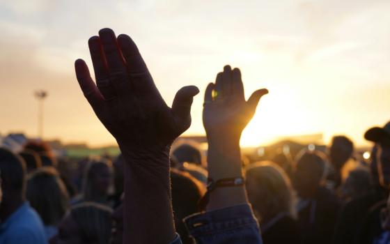 hands in the air in a crowd