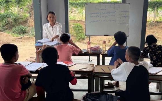 Children attend a class at the Child Protection Center run by the Sisters of Our Lady of the Charity of the Good Shepherd  in Myit Nge town in Myanmar June.30. (John Zaw)