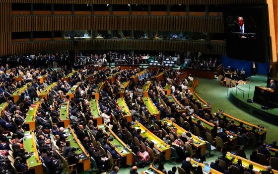 Secretary-General António Guterres speaks during the 80th session of the United Nations General Assembly Sept. 23 at U.N. headquarters in New York City. (AP/Yuki Iwamura)