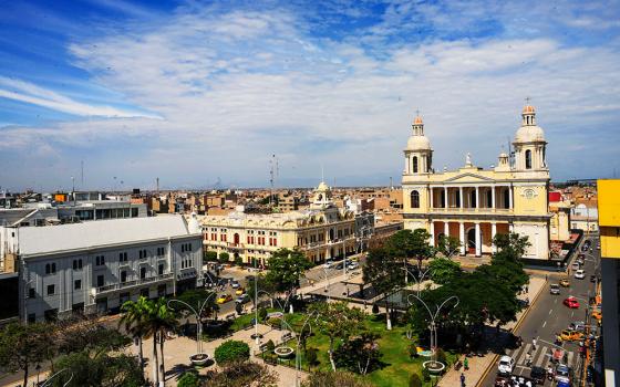 The Cathedral of Santa Maria de Chiclayo is seen in a view of Chiclayo, Peru, in 2018, when the future Pope Leo XIV was serving as bishop of the diocese. (Dreamstime/Luis Antonio Rosendo)