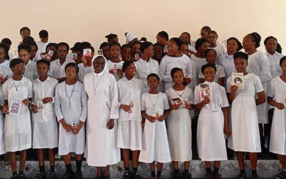 Antonia Uche during her visit to the Government Science Technical College in Garki, Abuja, Nigeria, to enroll students in the Universal Living Rosary Association in January 2025. (Courtesy of Antonia Uche)